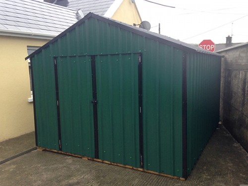 10ft x 16ft Green Steel Garden Shed
